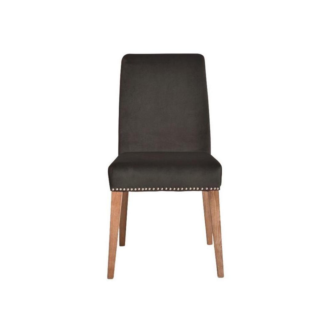 Pascal Dining Chair Dark Grey Velvet With Antique Studs image 0